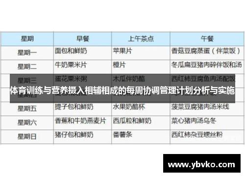 体育训练与营养摄入相辅相成的每周协调管理计划分析与实施